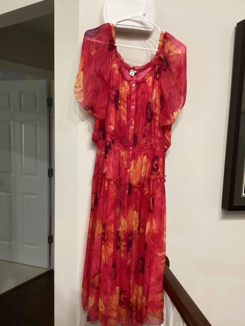 Sundance Sheer Floral Maxi Dress in Pink and Yellow